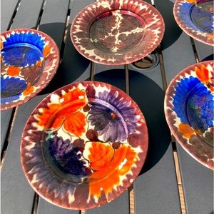 Early Oaxaca Drip ware Bread plates Red ware Earthenware Folk art Mexico pottery